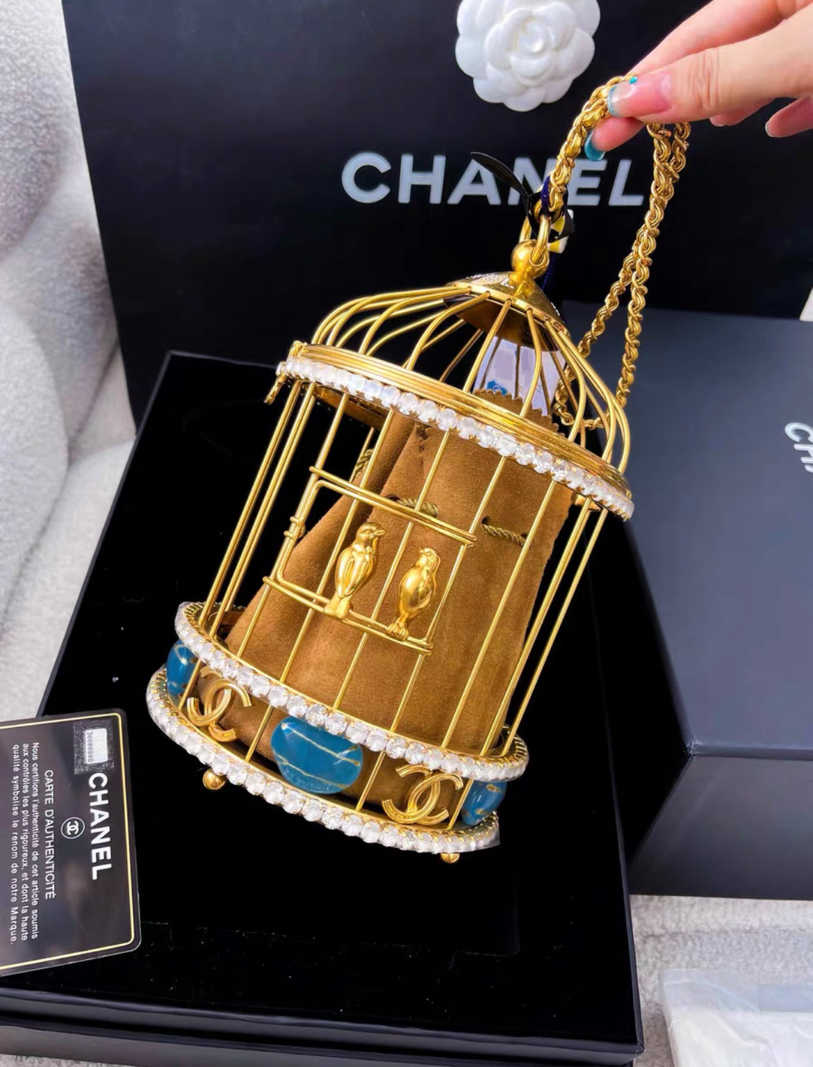 Chanel Minaudière Love Bird Cage Aged Gold Hardware