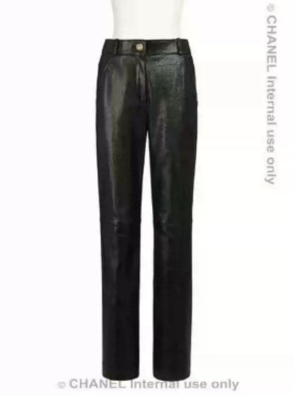 Chanel 19A Black Leather Pants