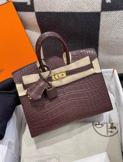 Hermes Birkin 20 Havana Matte Alligator leather gold hardware