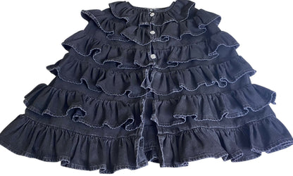 Chanel 24A Paris Manchester Black Denim Coat Jacket Cape FR 36