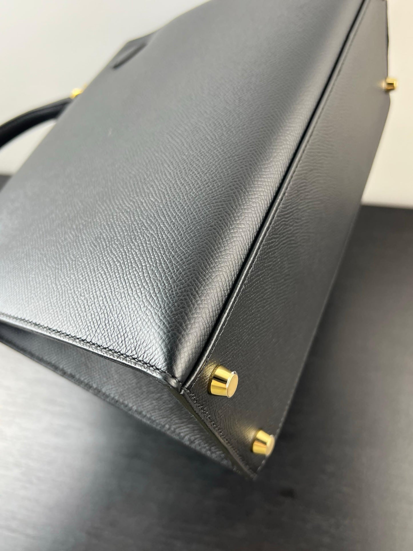 Hermes Kelly 28 Black Epsom Leather Gold Hardware