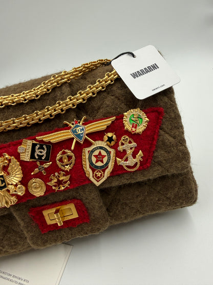 Rare Chanel 2009 Pre-fall Paris Moscow 2.55 badge bag