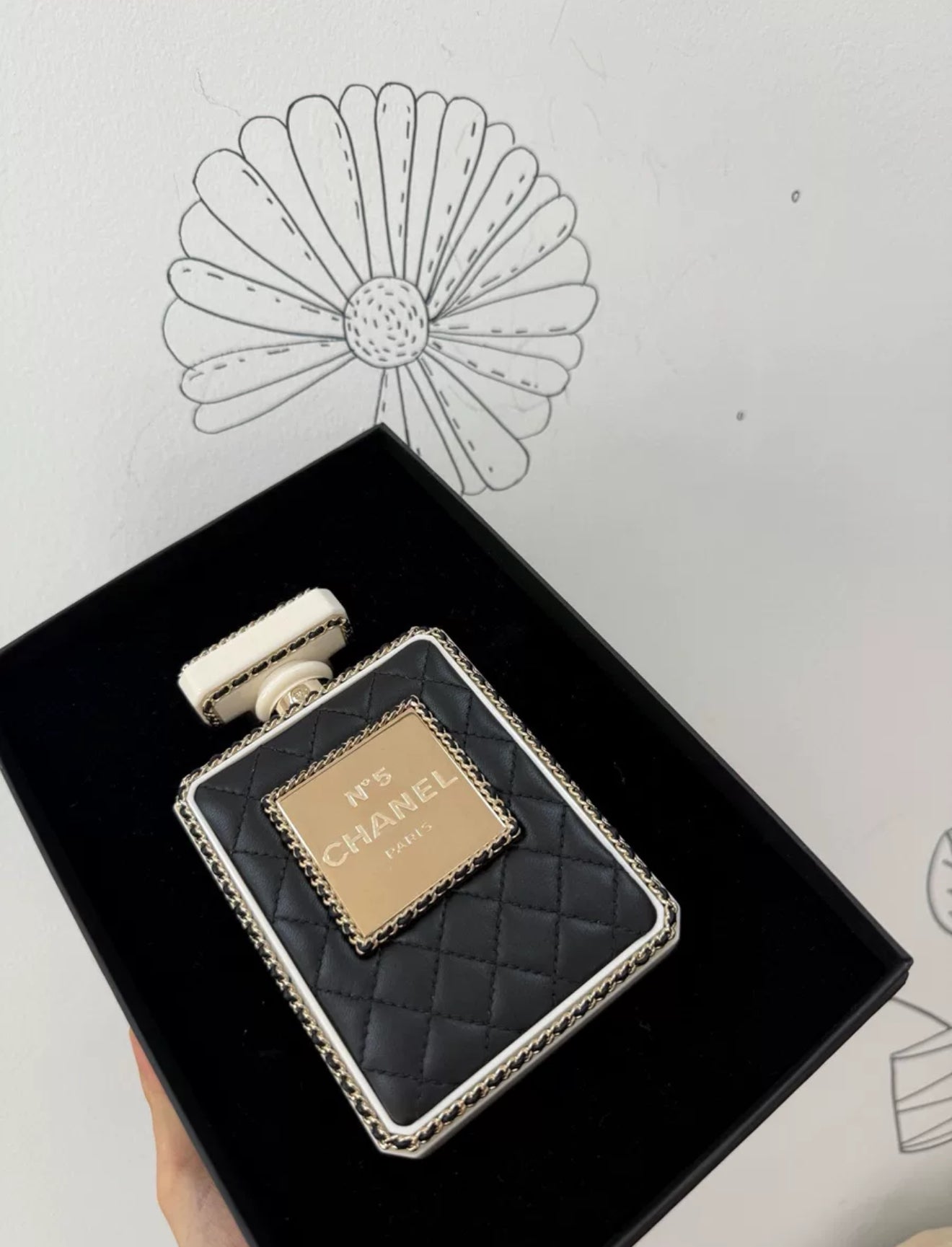 Chanel 22S limited edition White Quilted Leather Perfume Bottle Minaudiere Gold Hardware