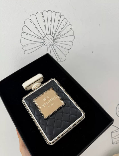 Chanel 22S limited edition White Quilted Leather Perfume Bottle Minaudiere Gold Hardware