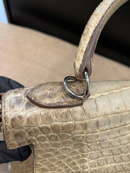 Hermès Kelly 32 Himalaya Gris Cendre Crocodile leather Palladium Hardware