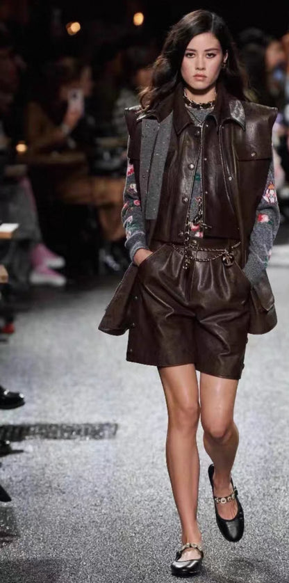 Chanel 24A brown leather vest