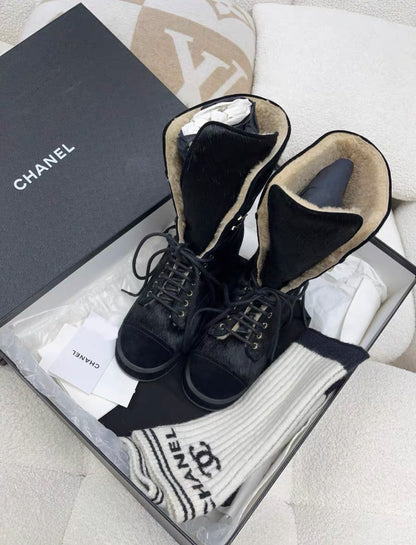 Chanel 22B Black Boots with Socks size 37