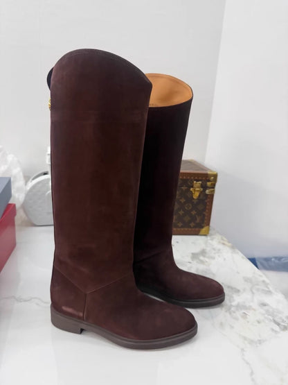 Loro Piana Fall/Winter 2025 chocolate suede riding boots