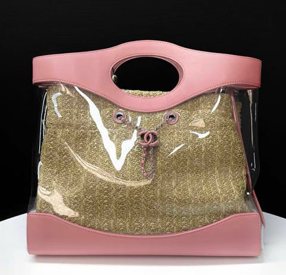 CHANEL  Calfskin PVC Chanel 31 Bag Pink