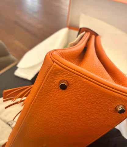 Hermès Limited Edition Kelly Fringe JPG Shoulder Orange Togo