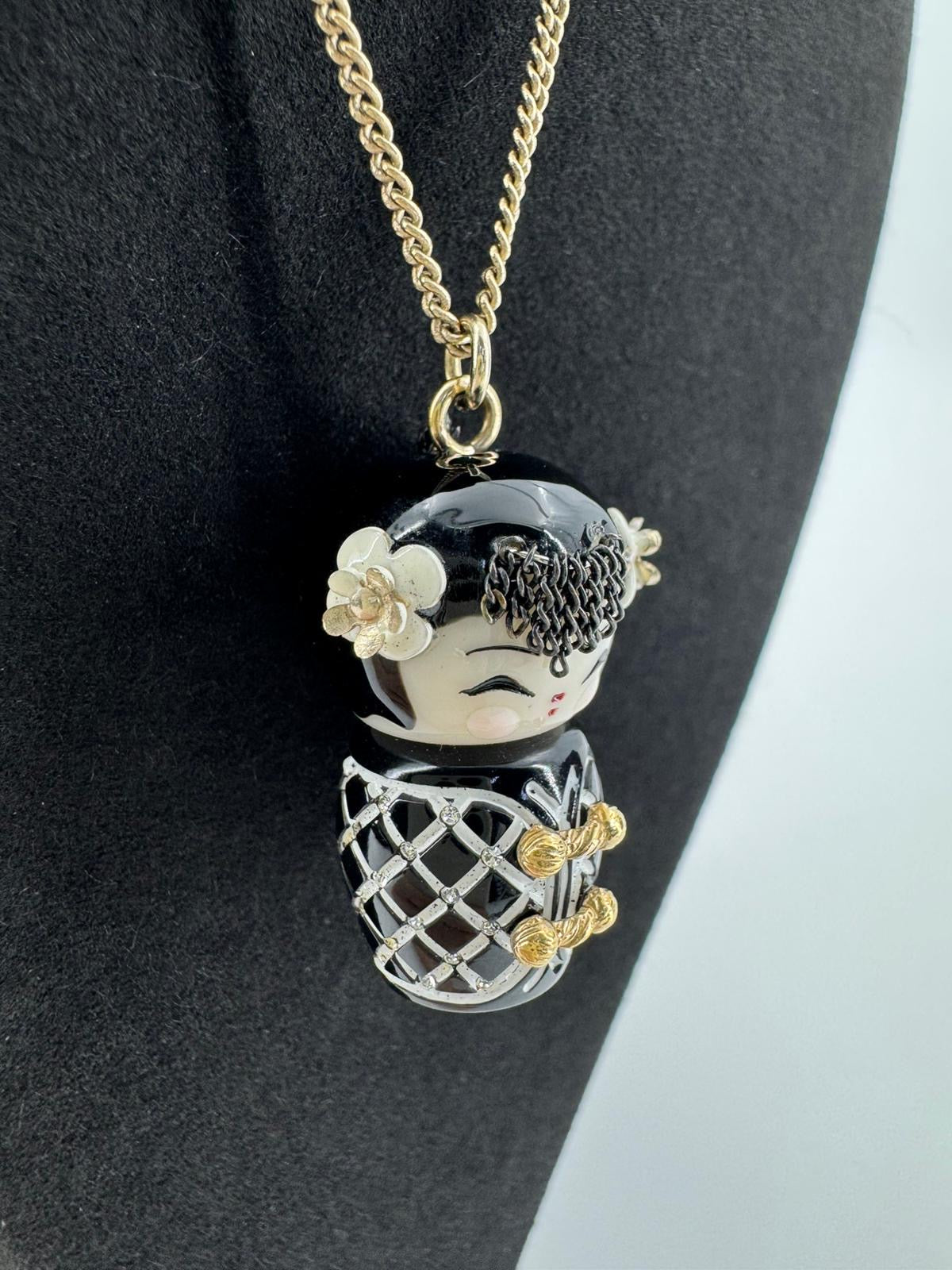 Chanel 10A Double C Acrylic Porcelain shanghai Doll Necklace