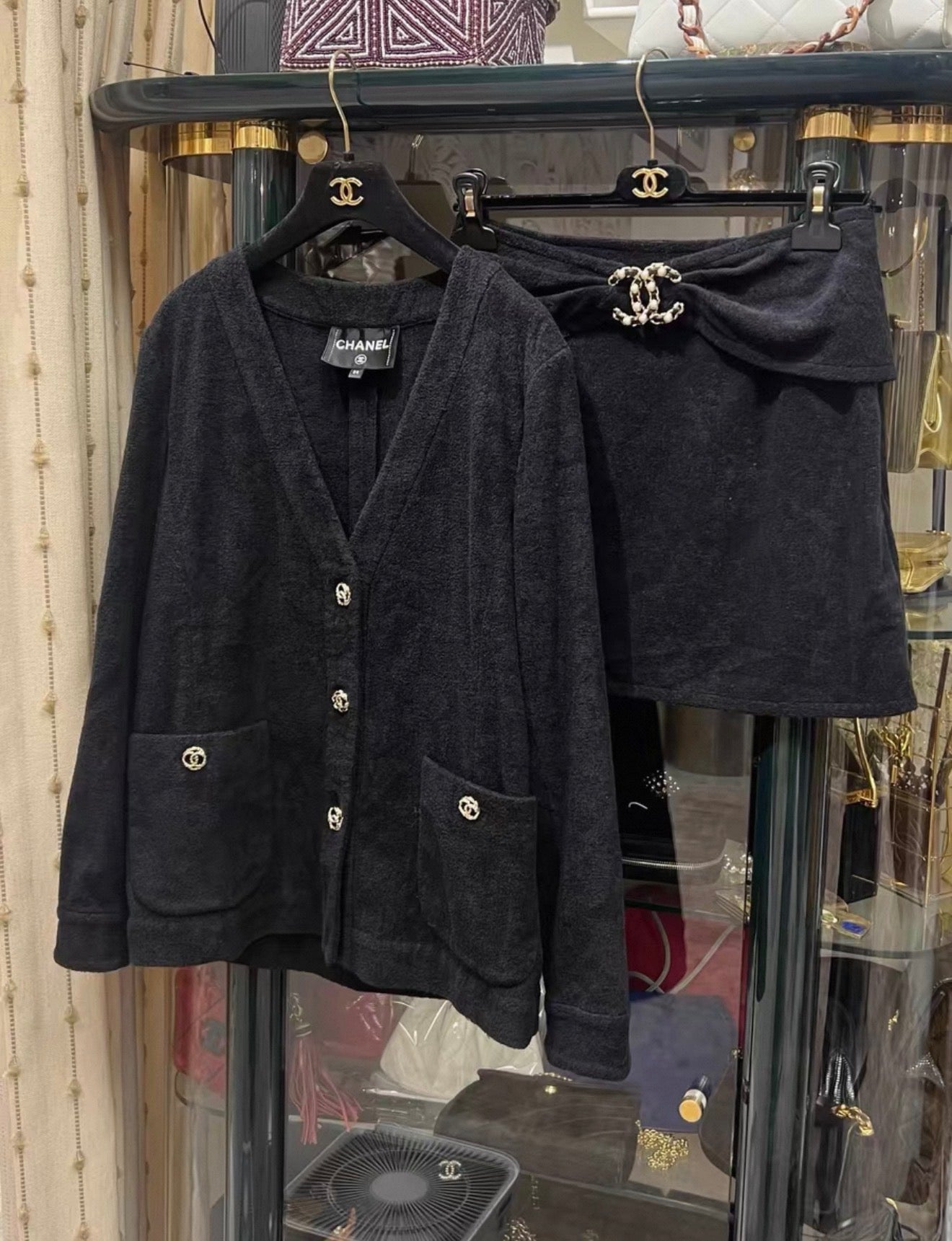 Chanel 20P black cardigan and skirt set