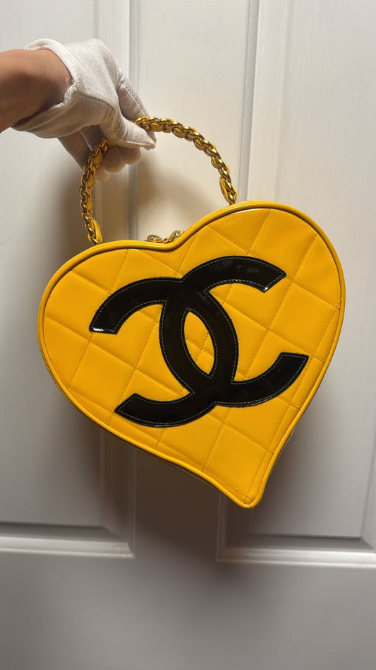 Chanel 95 CC Yellow Heart Vanity Bag