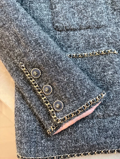 Chanel 19b grey wool jacket