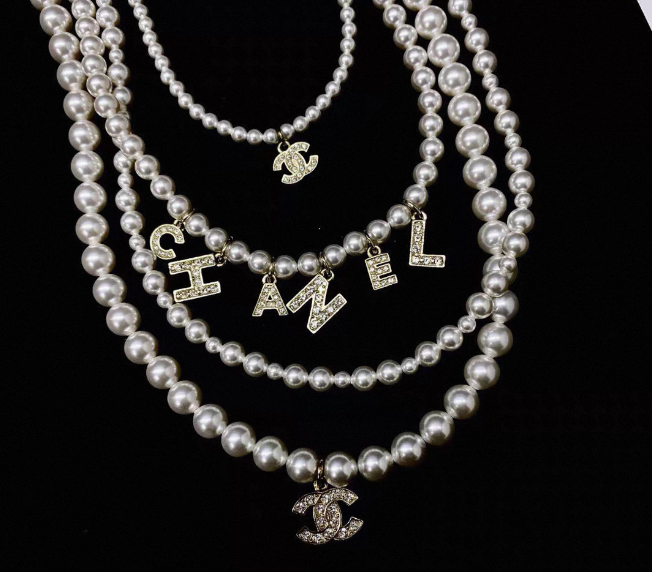 Chanel 20B Double C Diamond Pearl Necklace