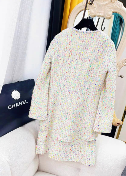 Chanel 23S Ecru & Multicolor Coat size 34