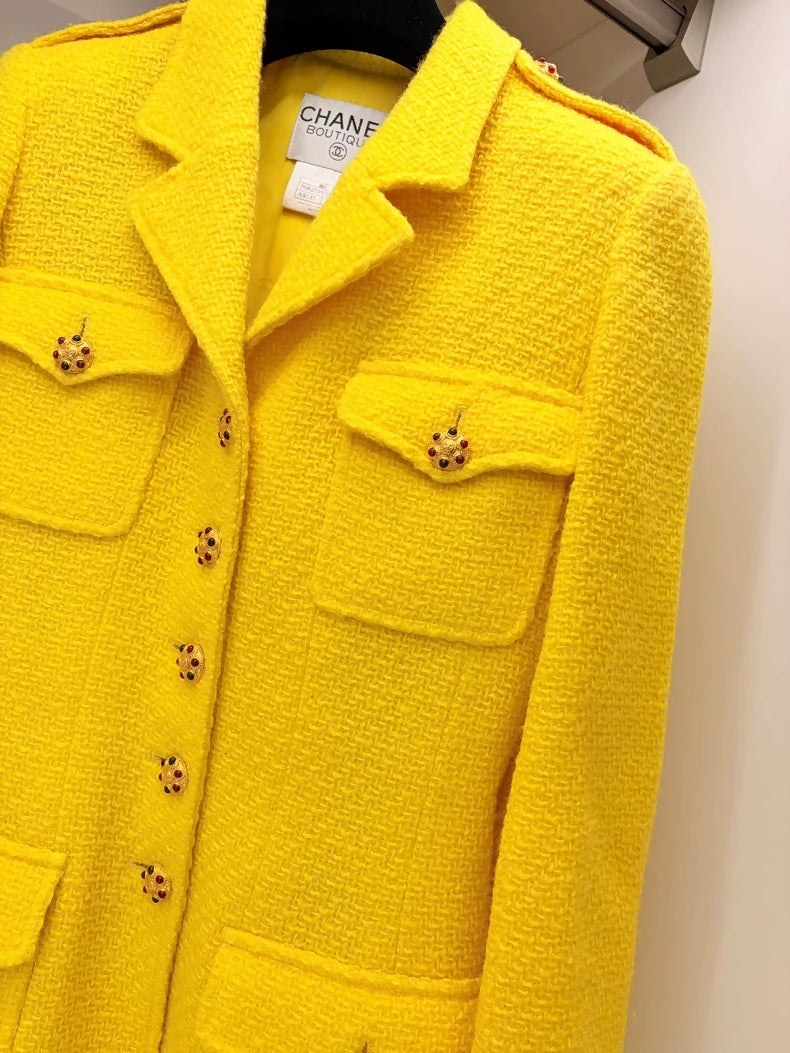 Chanel 96A Yellow Tweed Jacket