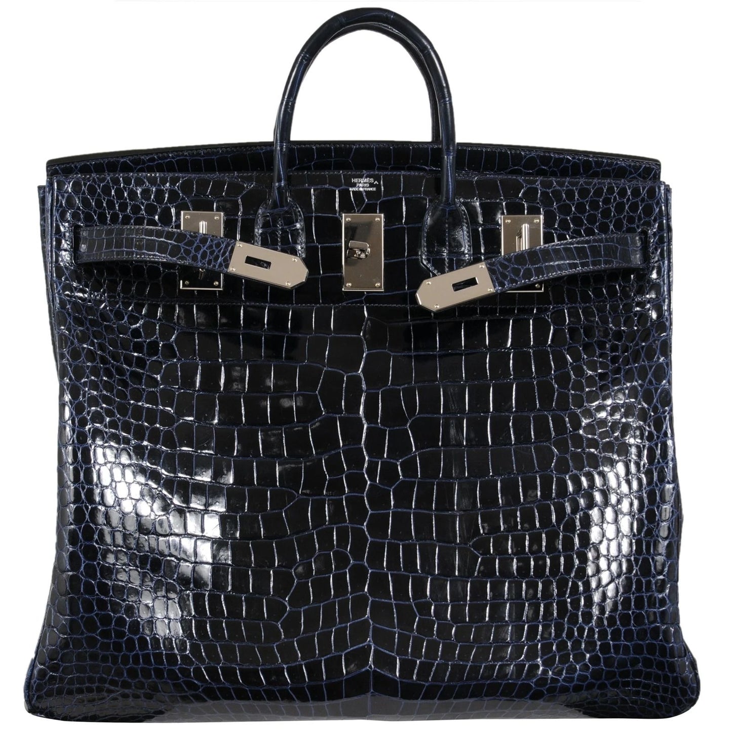Hermes Birkin HAC 50 Haut A Couroies Bleu Marine shiny Porosus Crocodile Palladium Hardware