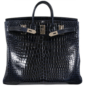 Hermes Birkin HAC 50 Haut A Couroies Bleu Marine shiny Porosus Crocodile Palladium Hardware