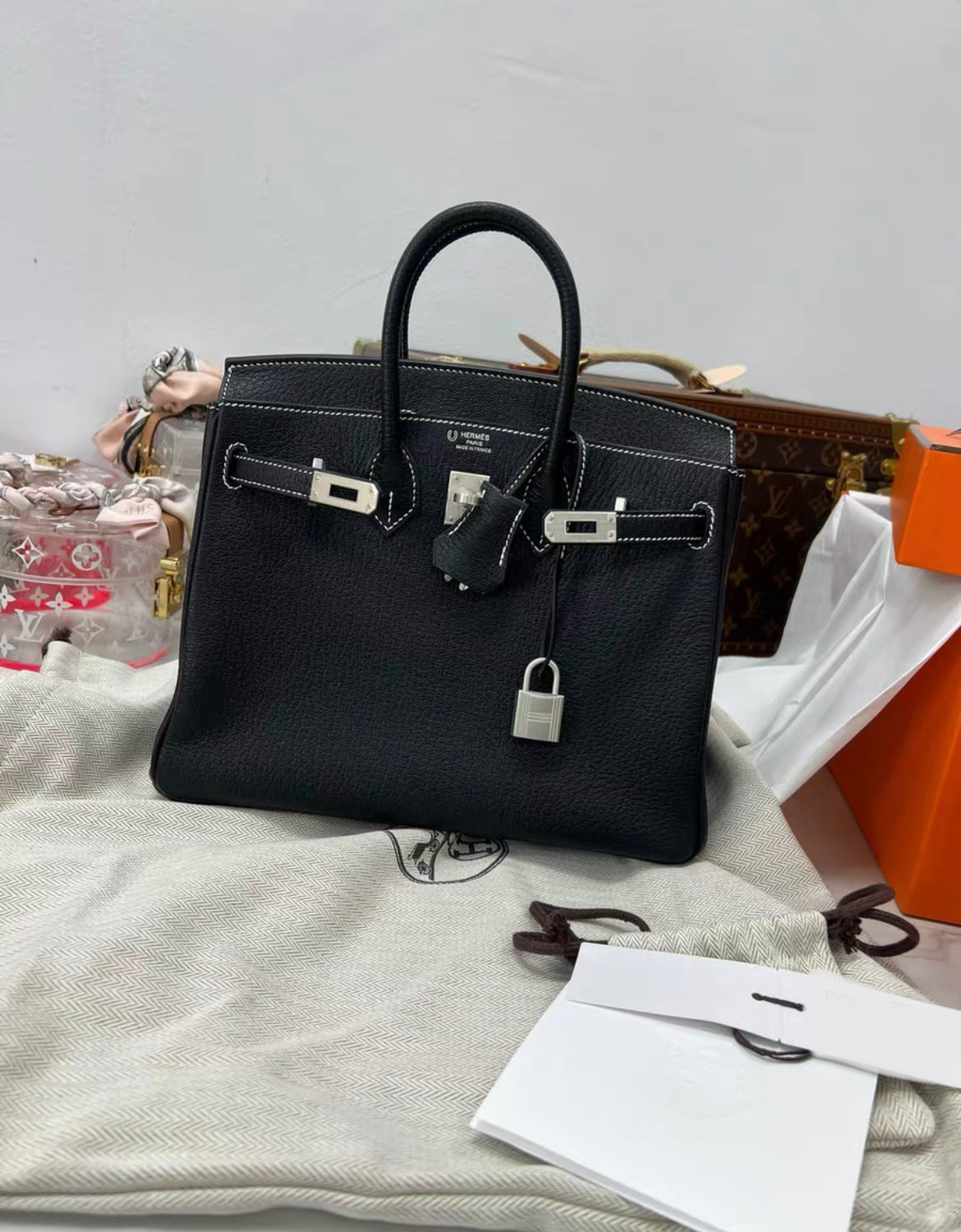 Hermès Special Order (HSS) Birkin 25 Black Chèvre Brushed Palladium Hardware