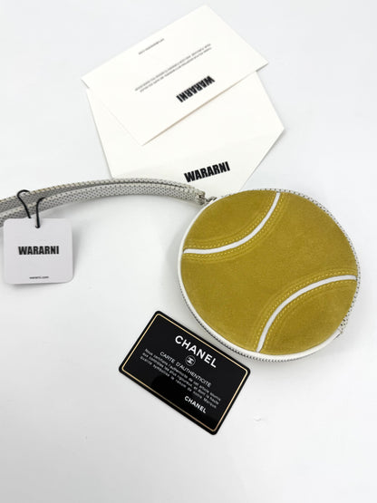 Chanel Tennis hello suede leather mini coin purse