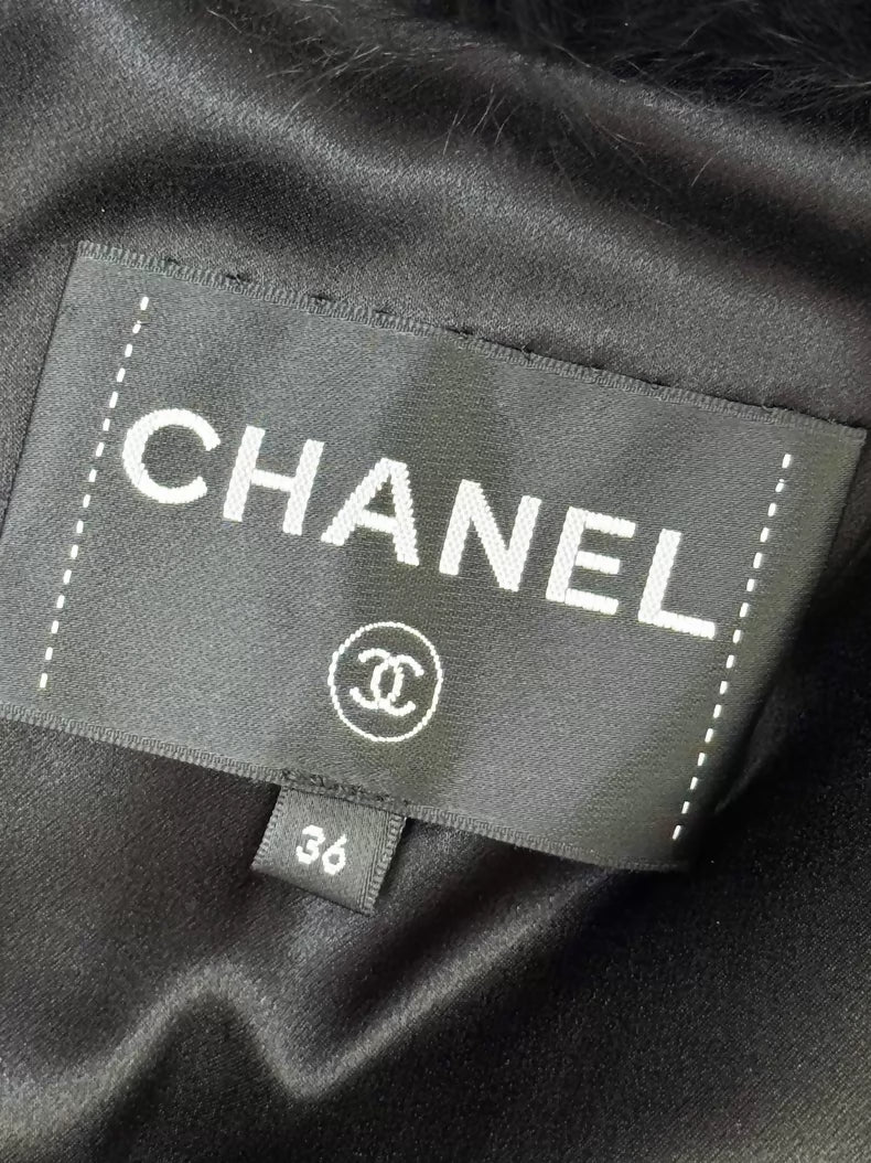 Chanel Fall/Winter 2021 black and white fur vest jacket