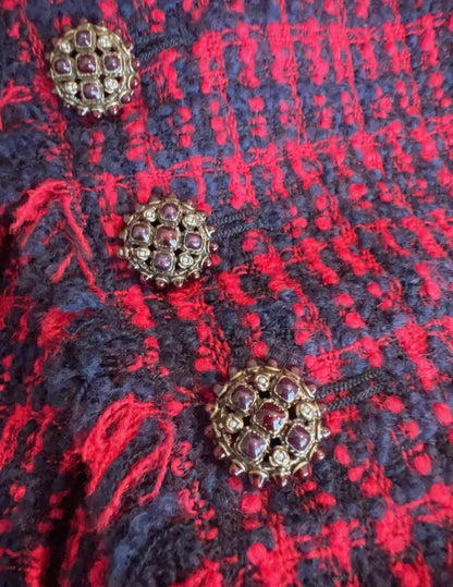 Chanel 13A Métiers d'Art Edinburgh Collection Red Wool British Plaid Coat