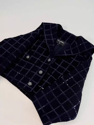 Chanel 24S Sequined Dark Blue tweed Jacket