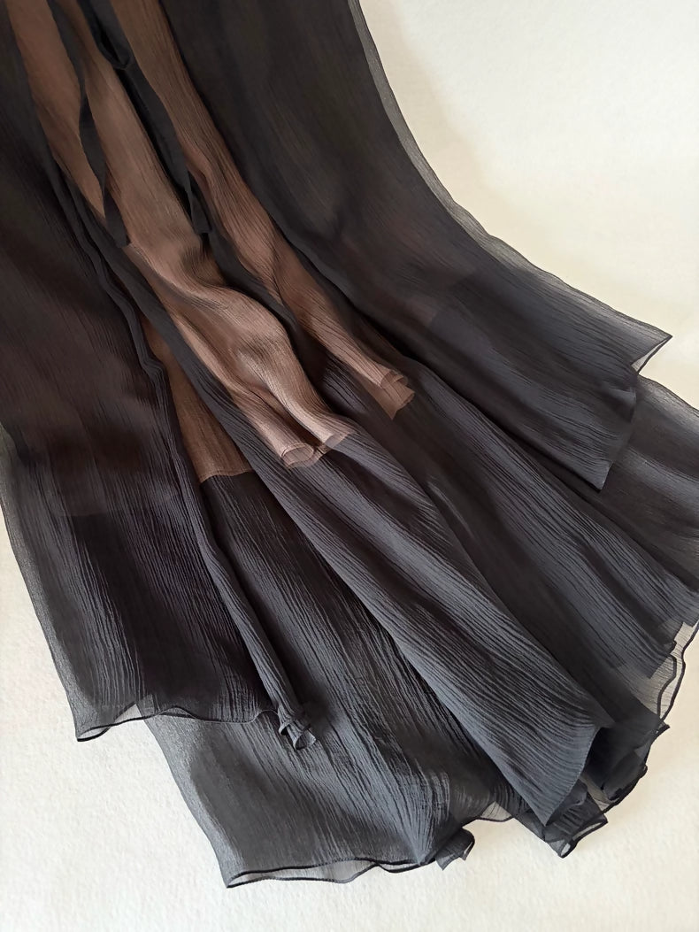 Chanel black silk skirt