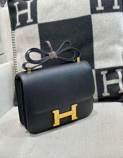 HERMES CONSTANCE 24 NOIR BLACK EPSOM GOLD HARDWARE