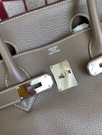 Hermes Birkin Shoulder Etoupe Togo Leather Palladium Hardware