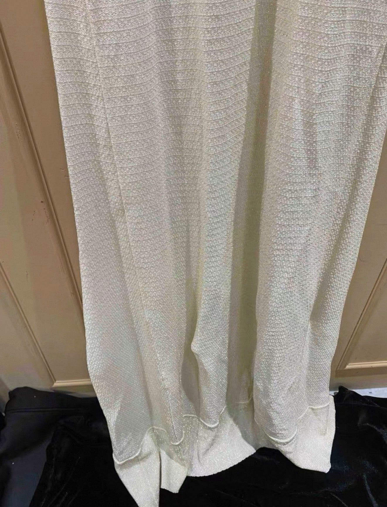 Chanel 99s White Sparkling Long Dress FR38