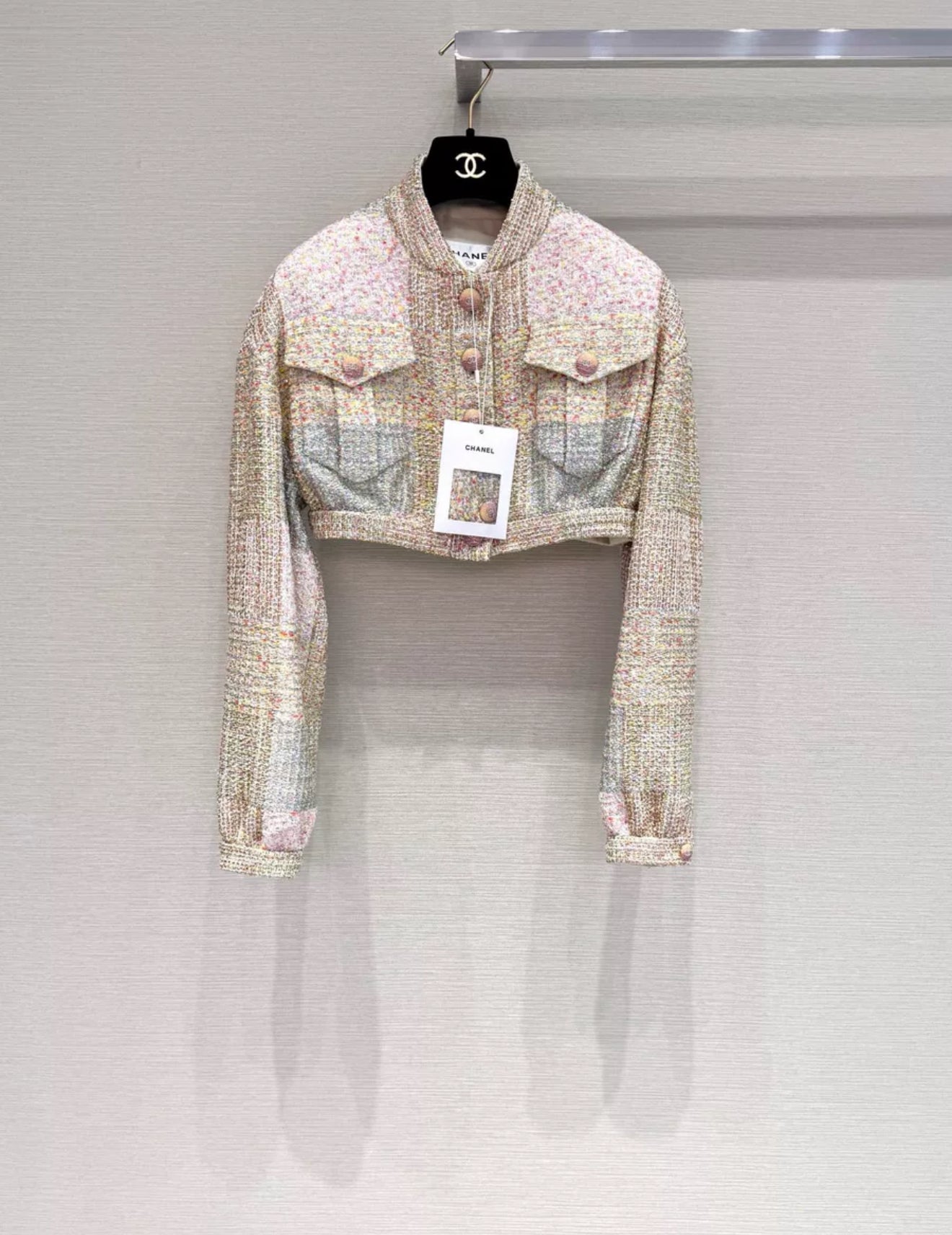 Chanel 24C Glittered Pink Gold Cropped Jacket