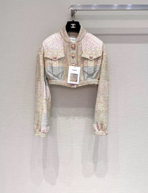 Chanel 24C Glittered Pink Gold Cropped Jacket