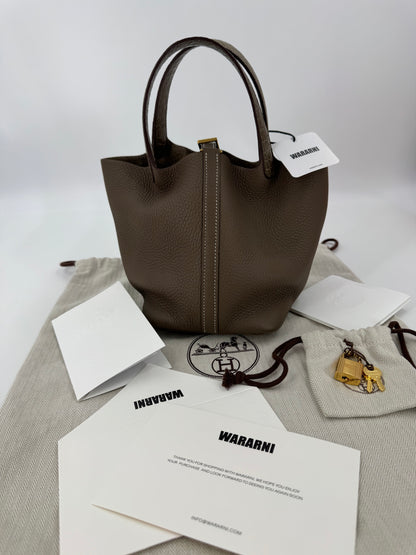 Hermes Picotin 18 touch Etoupe crocodile/Togo Leather gold hardware