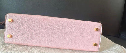Hermès Mini Kelly Rose Sakura Chèvre Leather Gold Hardware