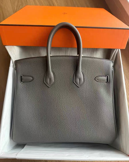 Hermes Birkin 25 Gris Togo Gold Hardware Handbag