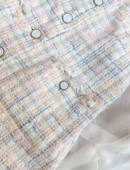 Chanel 25SS White/multicolor tweed silk dress