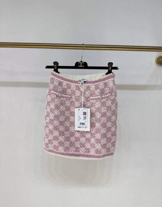 Chanel 23S Pink Tweed Skirt