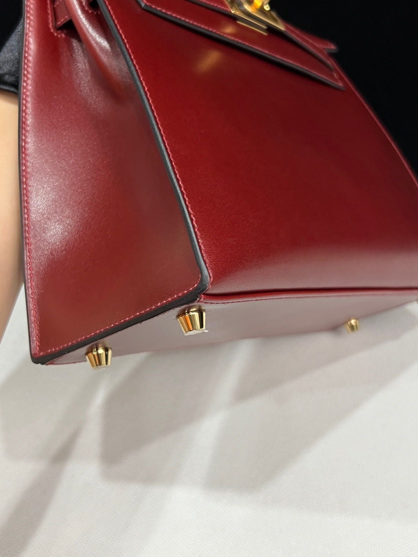 Hermes Kelly 25 red box leather Gold hardware
