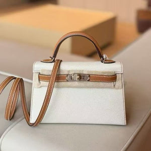 Hermes mini Kelly 20 Craie and gold palladium hardware with gold stitching