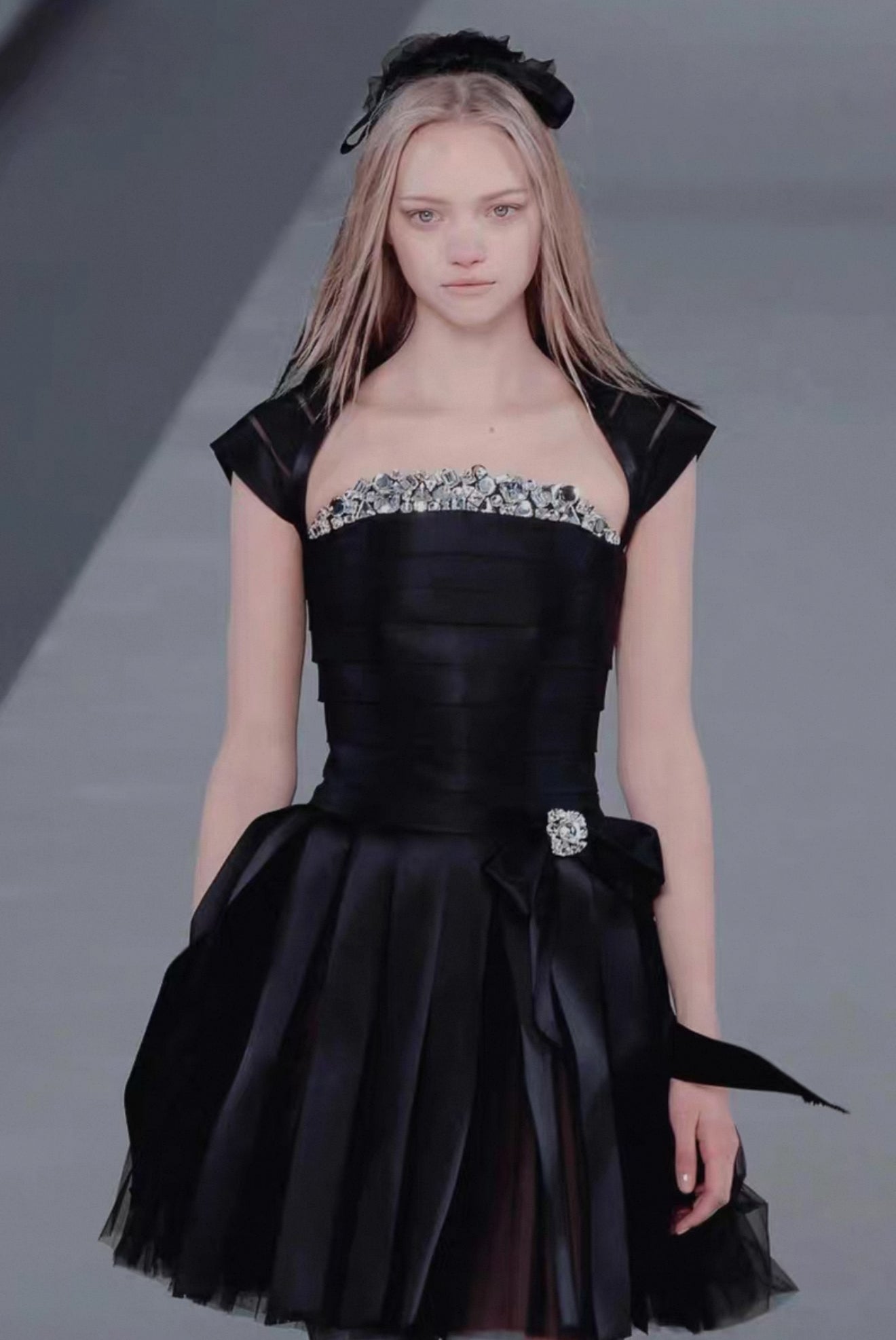 Chanel 06A black silk dress with crystals