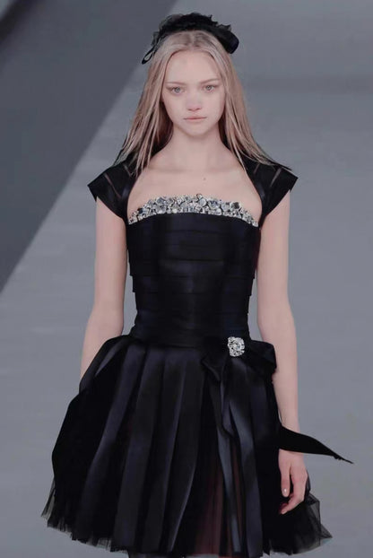 Chanel 06A black silk dress with crystals