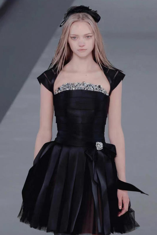 Chanel 06A black silk dress with crystals