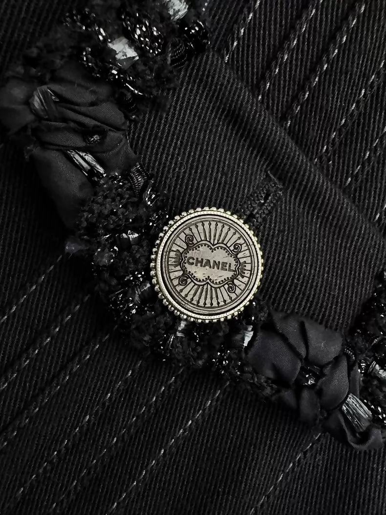 Chanel Cuban Collection Black Denim Jacket