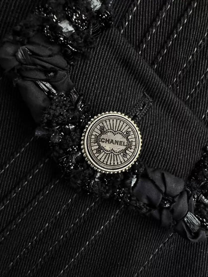 Chanel Cuban Collection Black Denim Jacket
