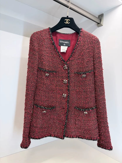 Chanel 11A Red and Gold Tweed Jacket