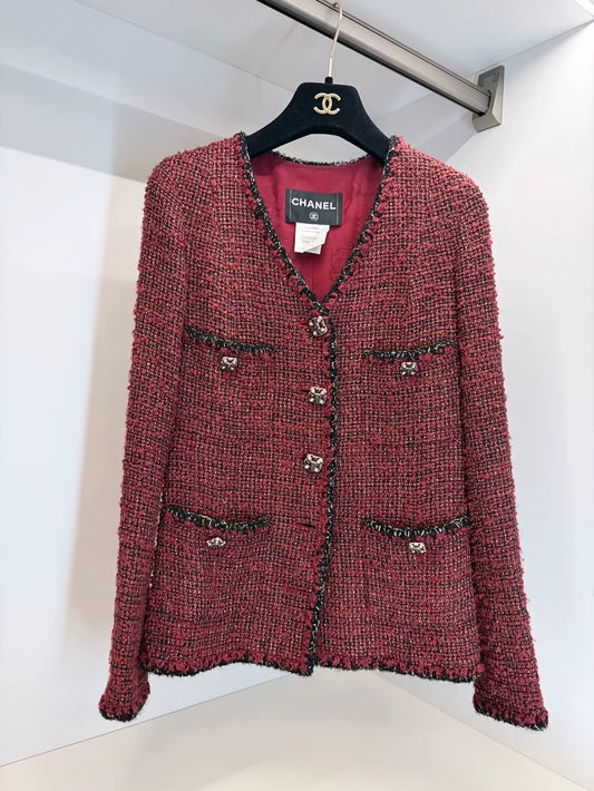 Chanel 11A Red and Gold Tweed Jacket