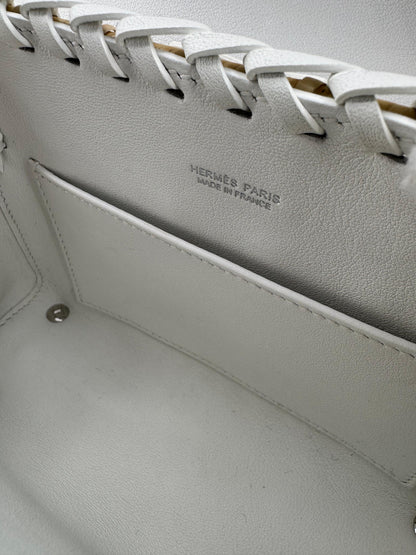 Hermès Mini Kelly 20 “Picnic” White Swift Leather & Palladium Hardware