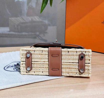 Hermès Kelly 20 Mini Picnic Barenia & Osier Wicker Palladium Hardware